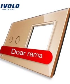 Panou intrerupator dulbu + priza+priza sticla gold Liv C7-C2/SR/SR-13