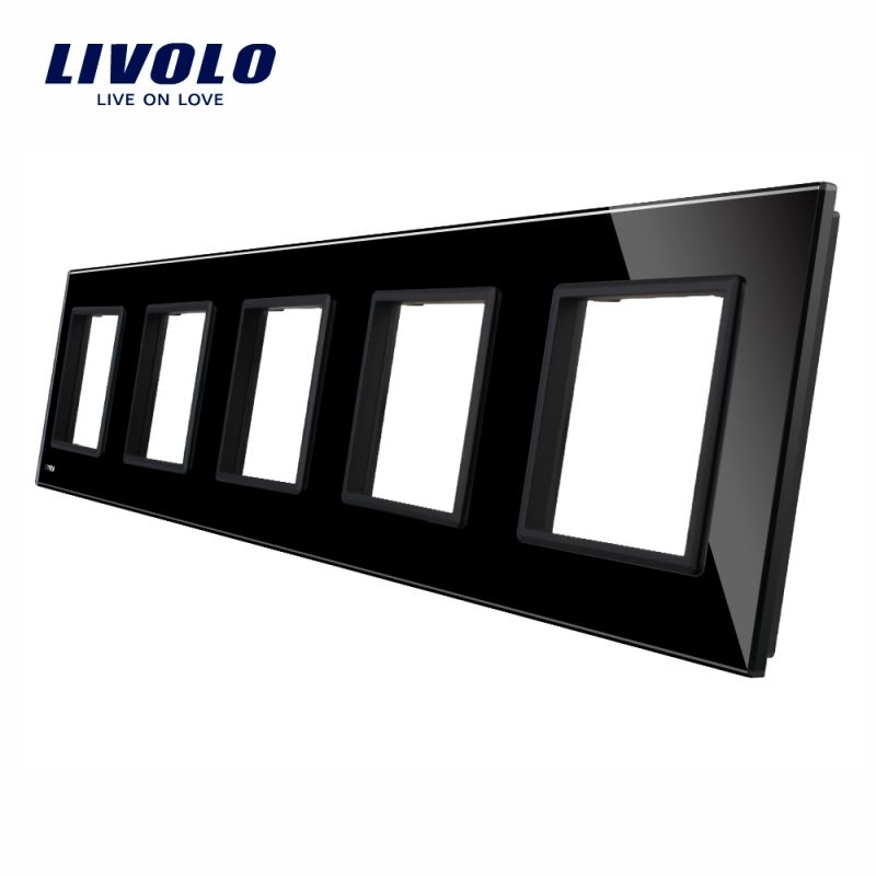 Rama priza cvintupla neagra sticla Liv