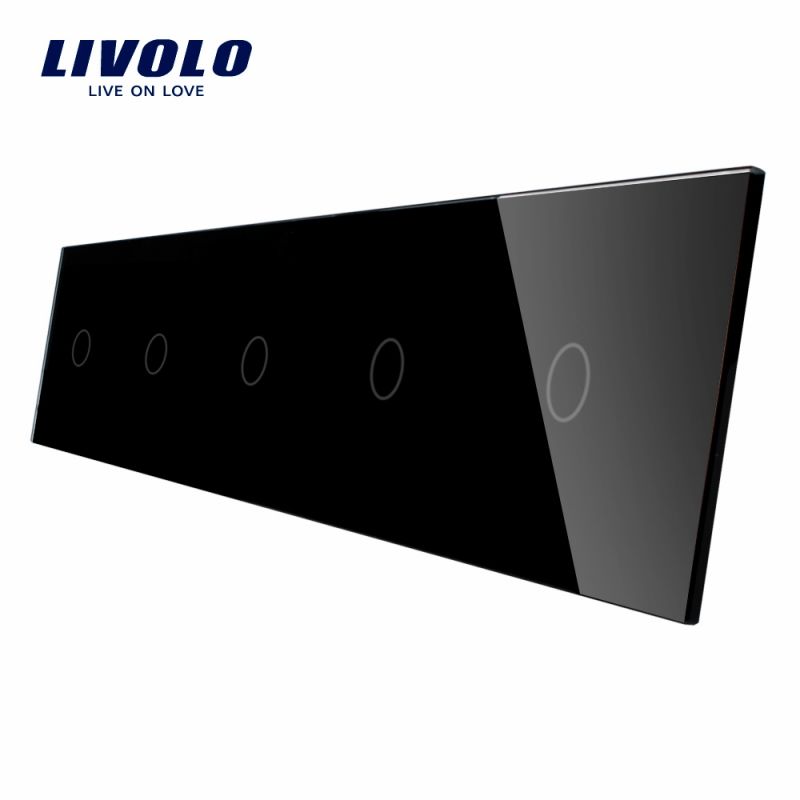 Panou intrerupator simplu+simplu, negru sticla Livolo BB-C7-C1/C1-12 712000112