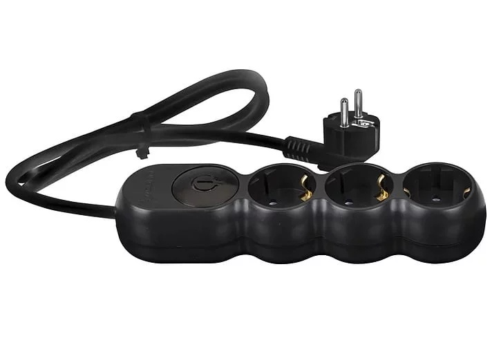 Prelungitor negru 4 prize cu intrerupator 3G1.5M/5M NE4115N05 GESERCO