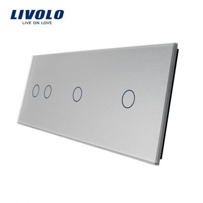 Panou intrerupator dublu+simplu+simplu sticla gri Liv